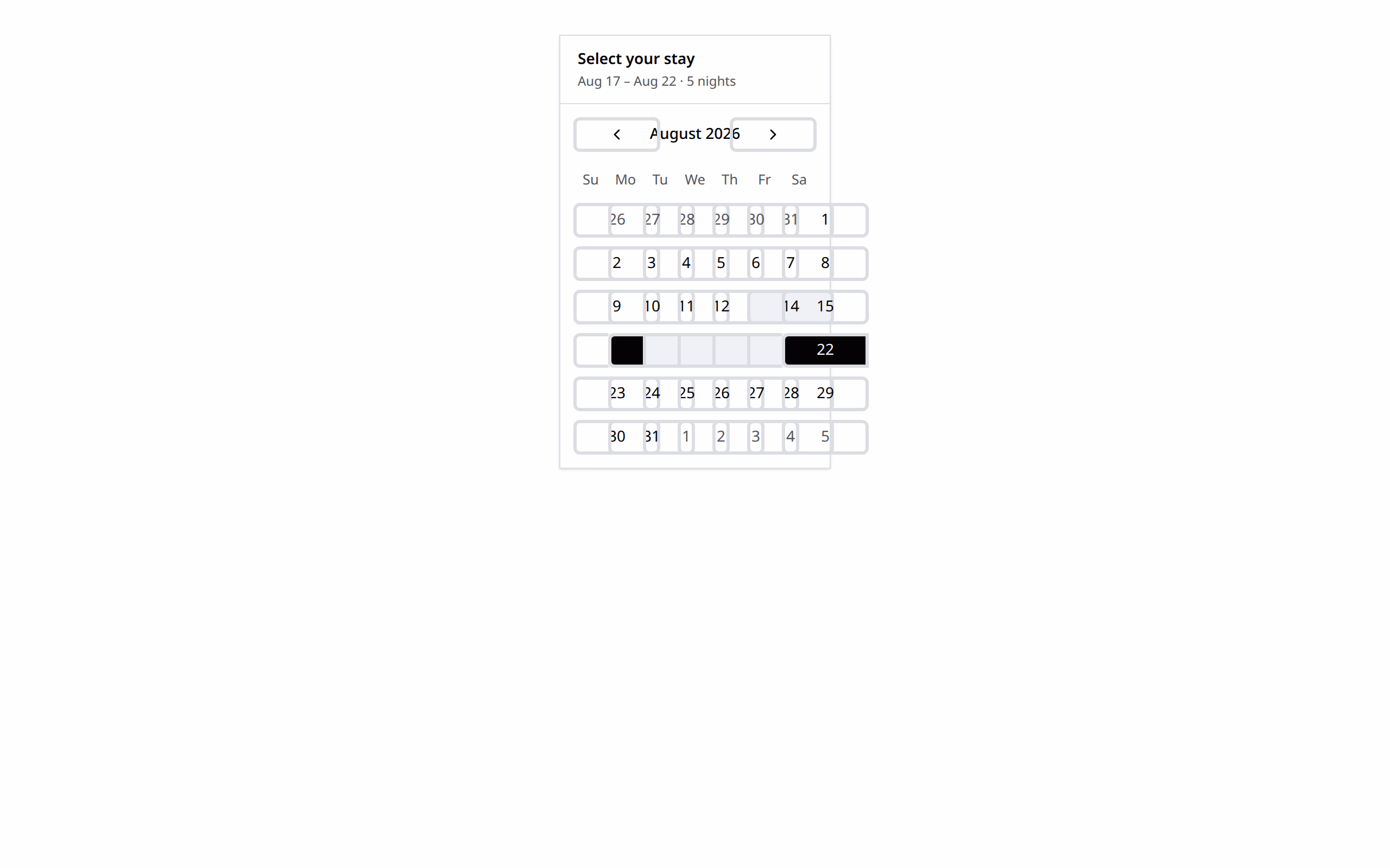 Range Calendar preview